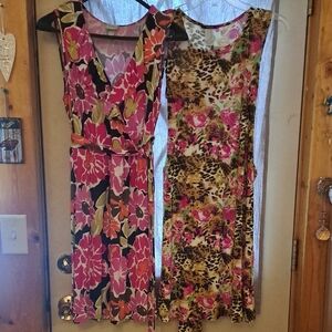 Star Vixen Floral and Animal Print Dresses - Pink and Leopard